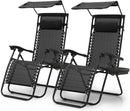 Zero Gravity Chair with Canopy Set of 2, Reclining Outdoor Patio Lounge Chair, Folding Anti Gravity Recliner