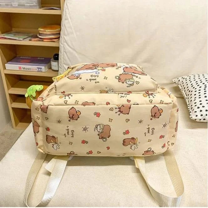 Cute Capybara Backpack for Girls Boys Student Teenager Children's Rucksack Women Cute Casual School Bags Kids Birthday Gift Toy - M & M Global
