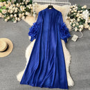 Sweet Pleated Vintage Three-dimensional Flower Loose Long Dress Chic Evening Korean Fashion Fashion Women Summer Dresses - M & M Global