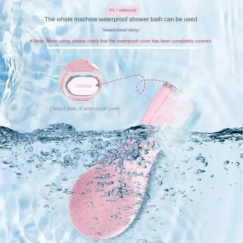 Electric Facial Cleansing Brush Deep Pore Cleaning Sonic Vibration Waterproof Acne Blackhead Remover Pore Cleaner Silicone - M & M Global
