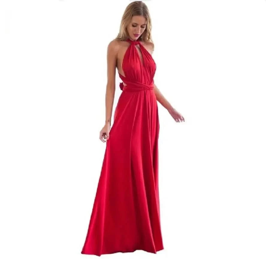 Sexy Women Multiway Wrap Convertible Boho Maxi Club Red Dress Bandage Long Dress Party Bridesmaids Infinity Robe Longue Femme - M & M Global