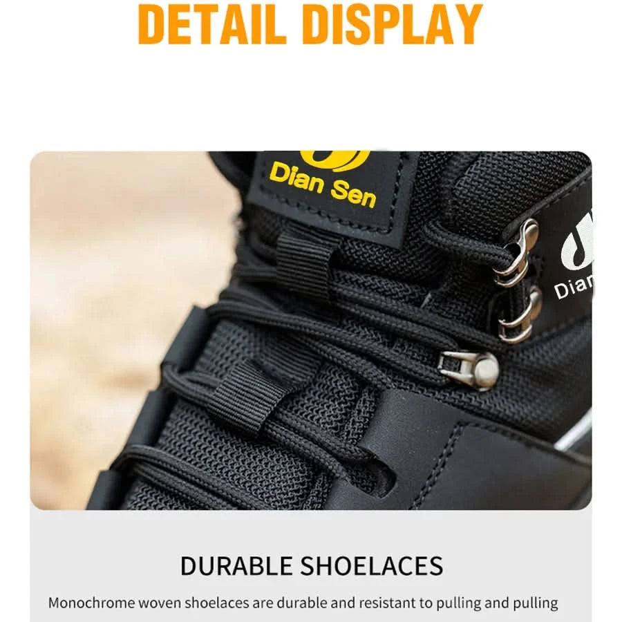 Mens Safety Shoes With Steel Toe Waterproof Boots Puncture Proof Anti-smash Mens Outdoor Work Sneakers Construction Work Shoes