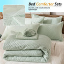 solid striped check Comforter set, soft microfiber, lightweight and breathable, easy to care for - bedding set for all seasons