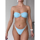 New Metal Star Bandeau High Cut Thong Bikini Women Swimwear Female Swimsuit Two-pieces Bikini set Bather Bathing Suit Swim V6422 - M & M Global