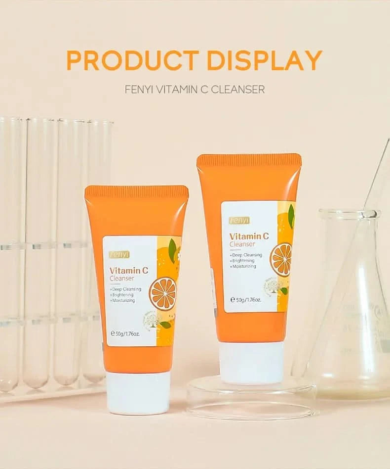 Vitamin C Facial Cleanser Skin Cleansing Moisturizing  Blackhead Remove Skincare Face Wash Foam Face Cleanser 50g - M & M Global