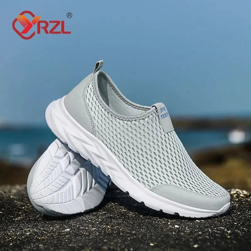 YRZL Men's Sneakers Breathable Mesh Men Casual Shoes Outdoor Non-Slip Big Size Loafers Walking Lightweight Male Tennis shoes - M & M Global