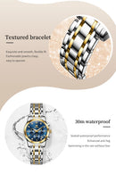 OLEVS Women's Watches 2858L Trend Fashion Original Quartz Watch for Lady Waterproof Luminous Date Stainless Steel Chronograph