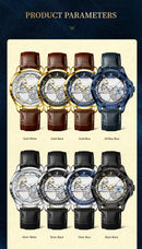 CAREKISO Fashion Men's Watches Original Mechanical Leather Men Clock Waterproof Hollow Tourbillon Automatic Man Watch Reloj Male