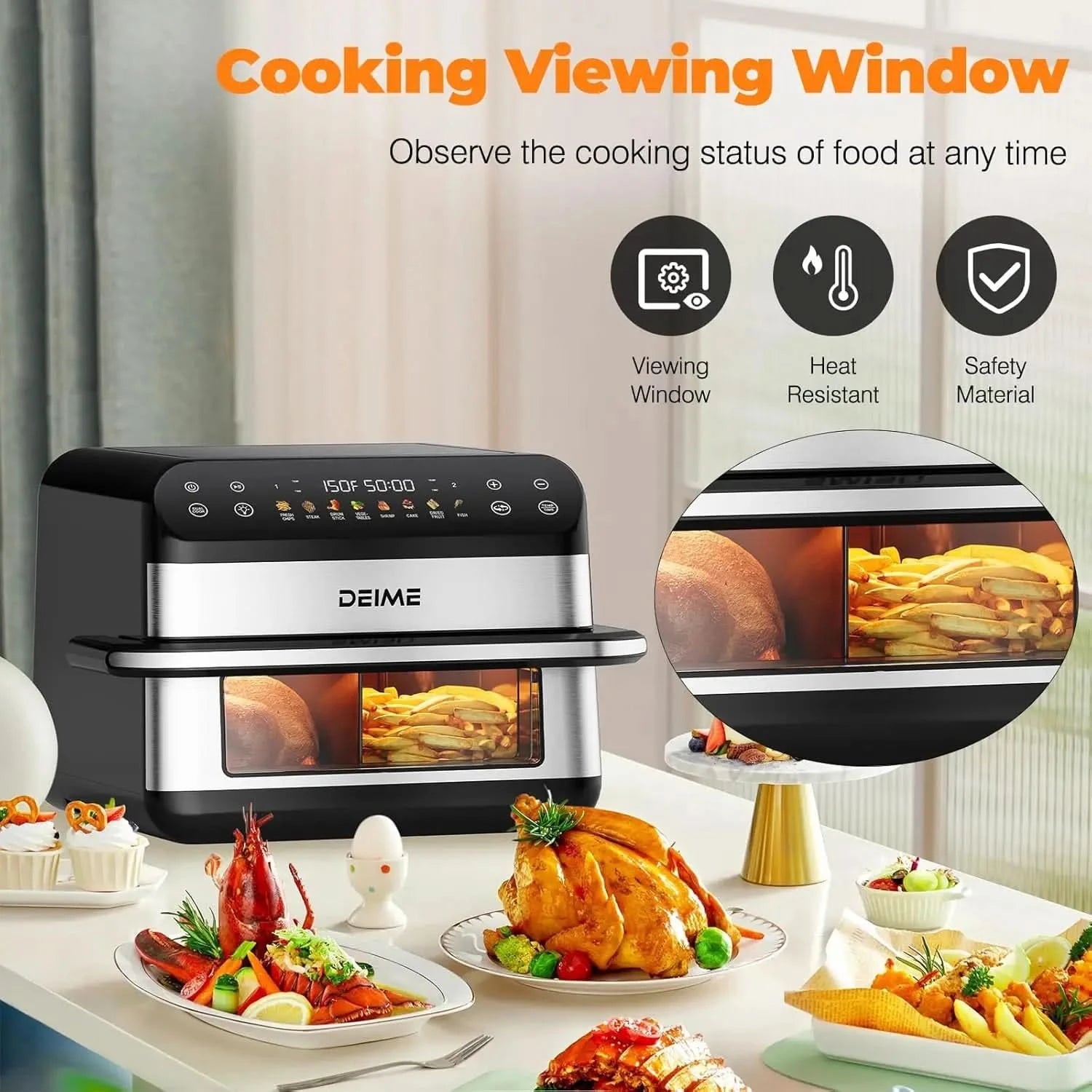 Air Fryer 10.6 QT Oilless 1800W Large Capacity Oven Air Fryers Healthy Cooker with 8 Preset, Large AirFryer for Families Visual - M & M Global
