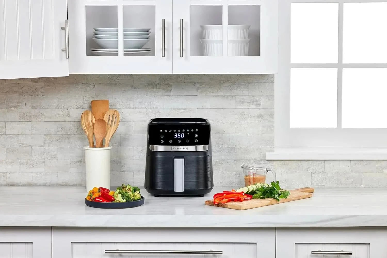 Purifry 4QT Air Fryer, Crispy Deep Fried Taste without the Fat, Plus Bake, Dehydrate, and Keep Food Warm, Digital Touchscreen an - M & M Global