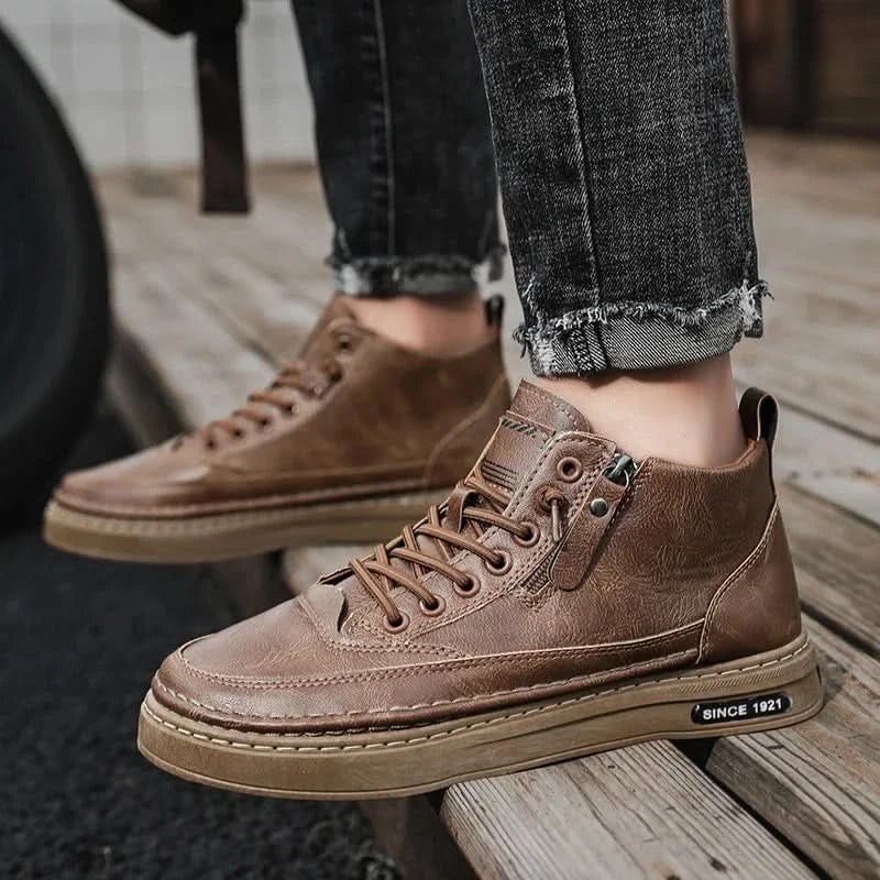Men Boots Winter High Top Leather Shoes Fashion Cotton Shoes Fashion Ankle Boots Business Casual Outdoor Shoes Male Sneakers New - M & M Global