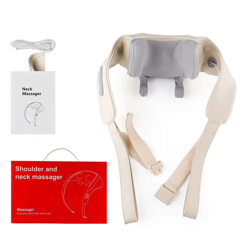 Electric Shoulder Kneading Massage Shawl Automatic Neck Back Massager Wireless Back Muscle Trapezius Relaxing Massage Pillow - M & M Global