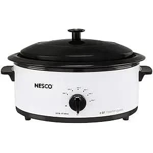 4816-14 Porcelain Roaster Oven, 6 quart, White - M & M Global