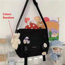 Harajuku Versatile Messenger Bag, Retro Street Crossbody Bag, Student School Canvas Bag,Casual Large Capacity Shoulder Bag - M & M Global