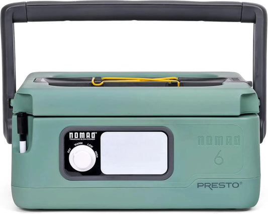06016 6-Quart Nomad Traveling Slow Cooker, Locking Lid, Dry Erase Board, Green - M & M Global
