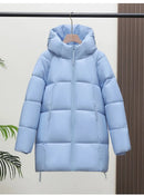2025 Winter New Down Coat Women Parkas Fashion Long Hooded Outerwear Female Cotton-padded Padded Jacket Loose Ladies Overwear