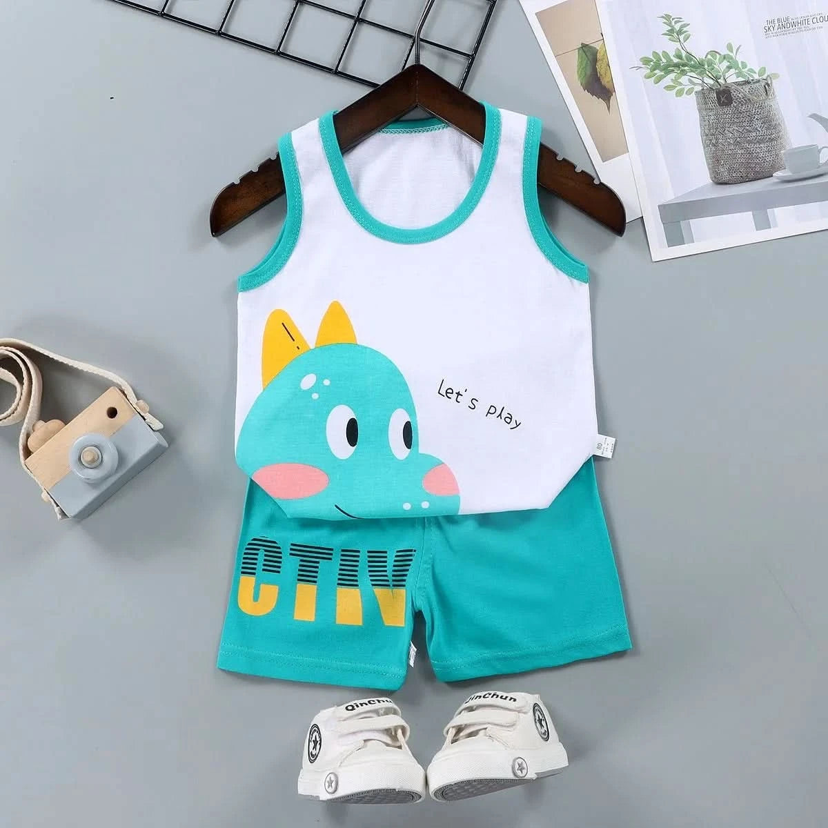 Children Sets Kids Vest Suit 2PCS Set Summer Cotton T-Shirt Girl Shorts Clothes Children Boys Girls Sleeveless Suit Wear Cloth - M & M Global