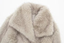 HH Women Elegant Faux Fur Coat Warm Fluffy Loose Long Sleeve Lapel Jacket Autumn Winter Fashion High Street Lady Outerwear