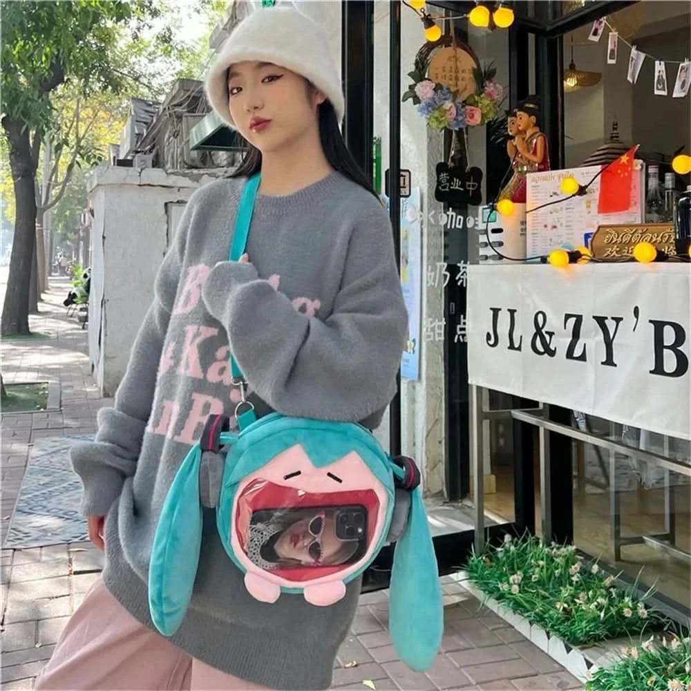 Hatsune Miku Shoulder Bag New Backpack Cute Anime Girl Plush Cartoon Kawaii Knapsack Student Bag Packet Kids Gifts Toys - M & M Global