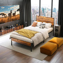 JHK Queen Size Metal Platform Bed Frame with Headboard and Footboard with 800LBS Sturdy Wooden Slats Support For Bed Room Home