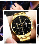 2023 Fashion Men Gold Stainless Steel Watch Luxury Calendar Quartz Wrist Watch Mens Business Watches for Man Clock Reloj Hombre - M & M Global