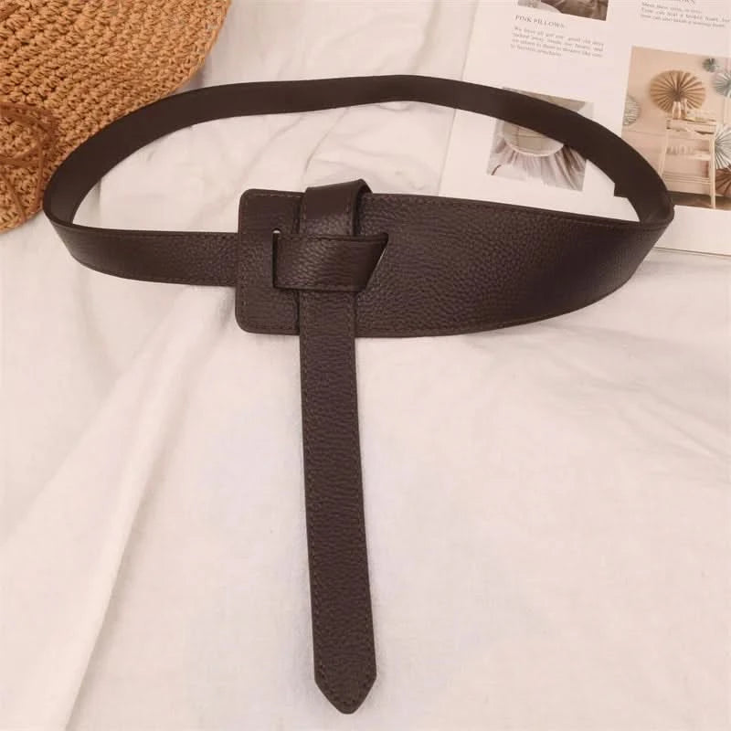 Knotted Belts for Women Belt Lady Waistband Soft Genuine Leather Suede Cowhide Waist Belt Straps Long Dress Coat Accessories - M & M Global