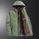Winter Men's Fleece Warm Down Parkas Fashion Men Cotton Thick Padded Coats Men Thermal Windbreaker Hooded Overcoats Clothing
