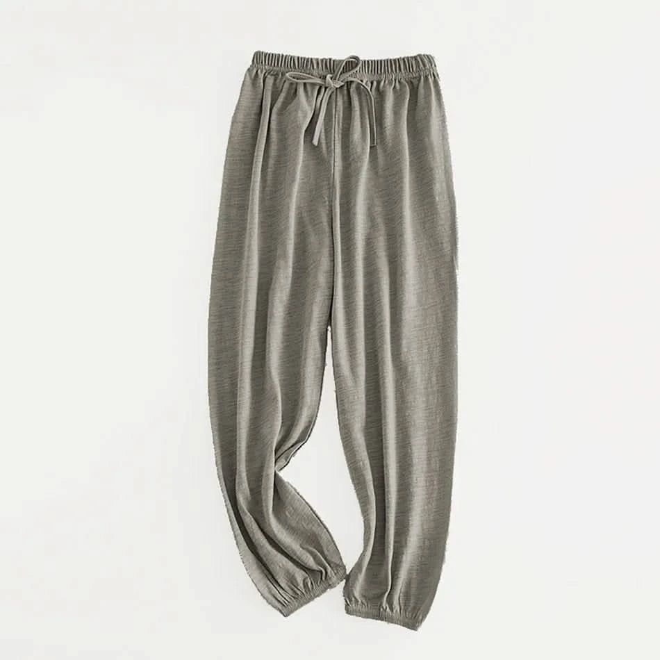Boy Girl Breathable Bamboo-Cotton Long Pants for Children Unisex Style Elastic Waist Summer Sleepwear Kids Nightwear Trousers - M & M Global