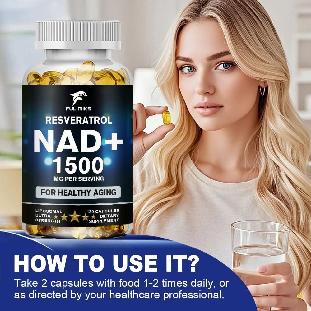 NAD+ and Resveratrol Supplement To Help Support Cell Regeneration, Natural Energy, Focus and Memory - M & M Global