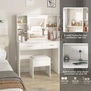 Vanity Desk with Mirror and Lights, Makeup Vanity with 5 Drawers, Makeup Desk with Charging Station and Ample Storage, Dressing