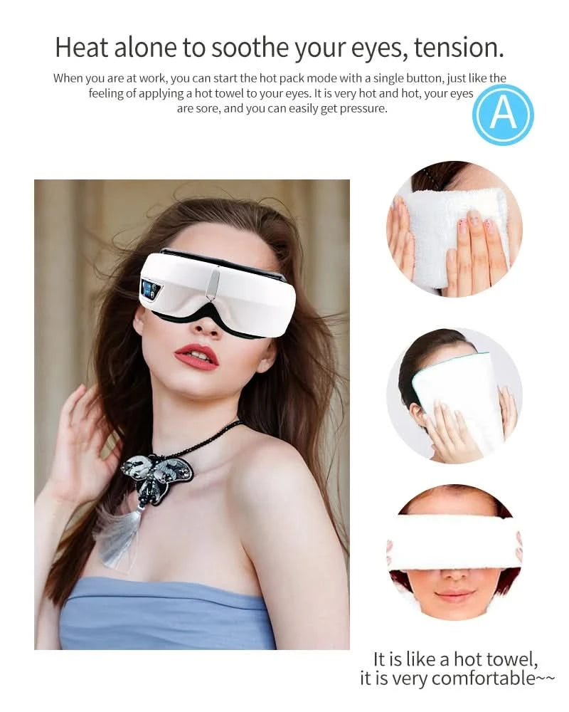 Smart Eye Massager Rechargeable Eye Mask For Dark Circles, Puffiness Dry Eyes Fatigue Relief Perfect For Sleep & Travel - M & M Global