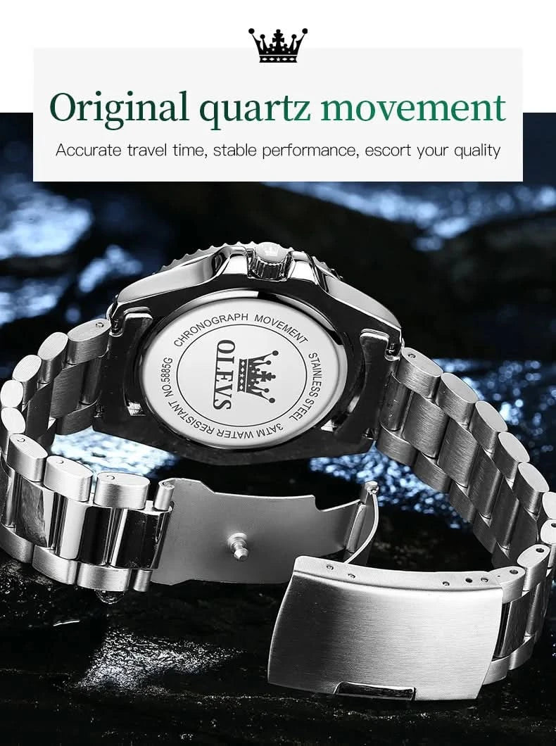 OLEVS Watches for Men with Date Luxury Big Face Waterproof Mens Wristwatch Analog Dress Two Tone Stainless Steel Man Watch - M & M Global