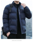 Men's Cotton Jacket Winter Stand Collar Warm Fashionable Trendy Bread Style Coat Regular Fit Male Outerwear Winter Jacket Men
