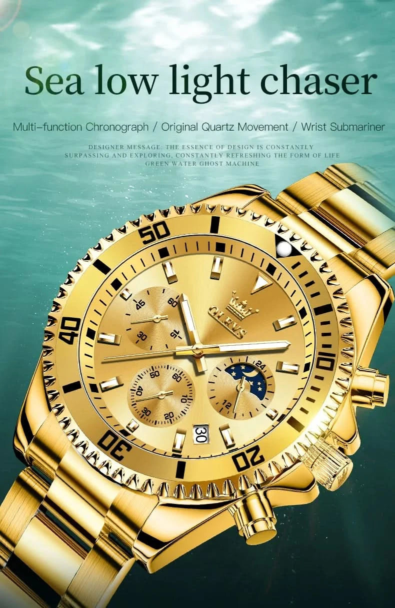OLEVS Watches For Men Classic with Date Dress Luxury Big Face Waterproof Luminous Men's Wrist Watch Stainless Steel Men Watch - M & M Global