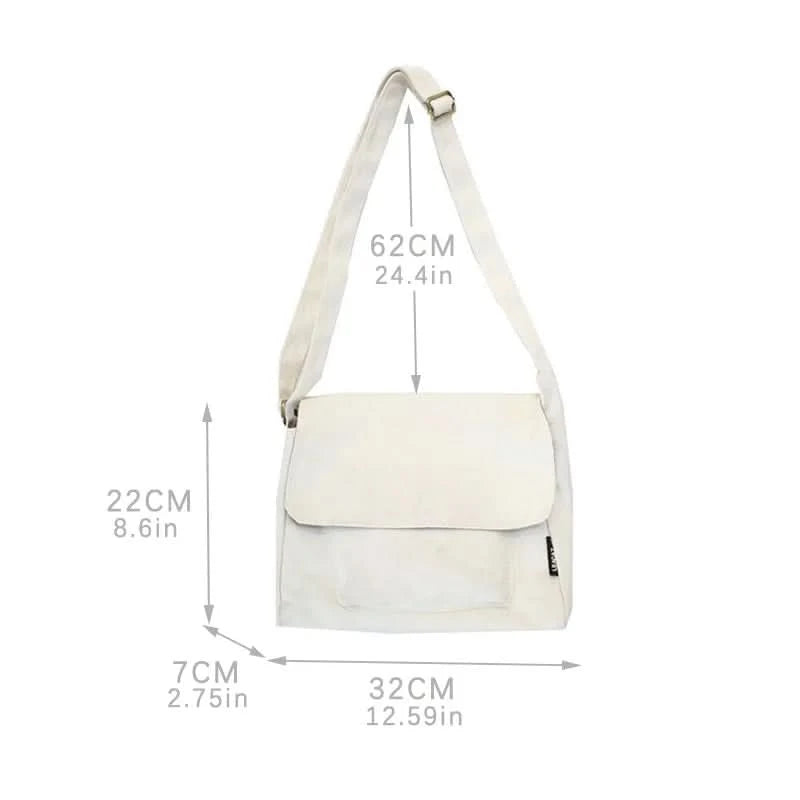 Women's Casual Canvas Messenger Bag Minimalist Crossbody Shoulder Sling Handbag for Students - M & M Global