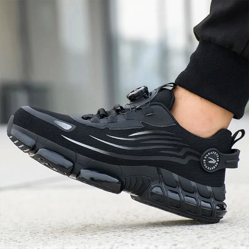 Rotating Button Steel Toe Safety Shoes Men Anti-smash Anti-puncture Work Shoes Breathable Sport Shoes Security Protective Boots