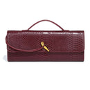 Burgundy bag cherry red envelope wine red envelope upscale new handbag European and American fashion crocodile flip hand organ b - M & M Global