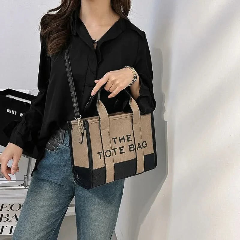 Hot Sale Of The Season New Women's PU Leather 3D Square Shoulder Bag Letter Tote Bag Color Block Fashionable Ladies Crossbody Ba - M & M Global