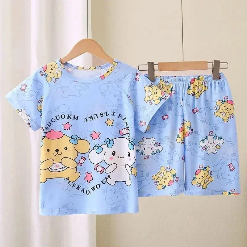Saniro Hello Kitty Clothes Set Short Sleeve 2pcs Tshirt+Short 1 2 3 Years Old Summer New Clothing Girls Casual Loose - M & M Global