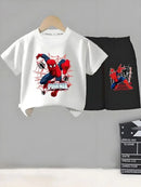 Anime Spiderman Boys T Shirt Shorts 2pcs Sets Breathable Waffle Fabric Kids Sport Clothing Set Children Casual Outfits - M & M Global