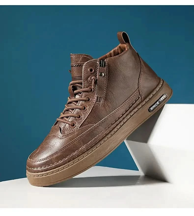 Men Boots Winter High Top Leather Shoes Fashion Cotton Shoes Fashion Ankle Boots Business Casual Outdoor Shoes Male Sneakers New - M & M Global