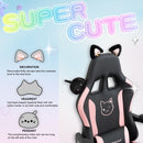 Dowinx Gaming Chair Cute with Cat Ears and Massage Lumbar Support, Ergonomic Computer Chair for Girl with Footrest and Headrest