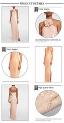VC Women Elegant 3D Flowers Halter Backless Sexy Club Sequin Bodycon Prom Long Dress Party Festival Split Dress - M & M Global