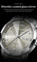 OLEVS Men's Watches Causal Fashion Original Quartz Watch for Man Waterproof Stainless Steel Luminous Date Week Trend Dress Reloj - M & M Global