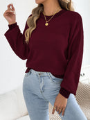 Autumn Winter Causal Round Neck Striped Sweaters Woman 2025 Lantern Long Sleeve Knitted Pullover White Red Khaki Women Clothes