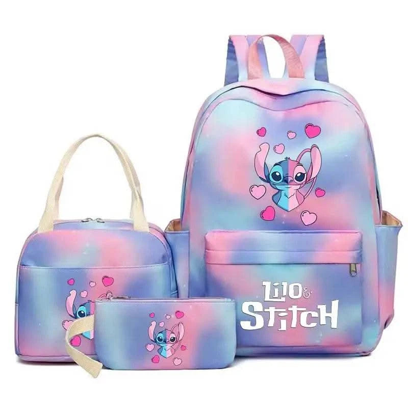 3Pcs Lilo Stitch Colorful Backpack Set With Tote and Pouch Large Capacity Lightweight And Breathable Outdoor Knapsack - M & M Global