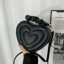 Luxury Quilted Handle Women PU Leather Shoulder Bag Fashion Heart Solid Color Crossbody Bag - M & M Global