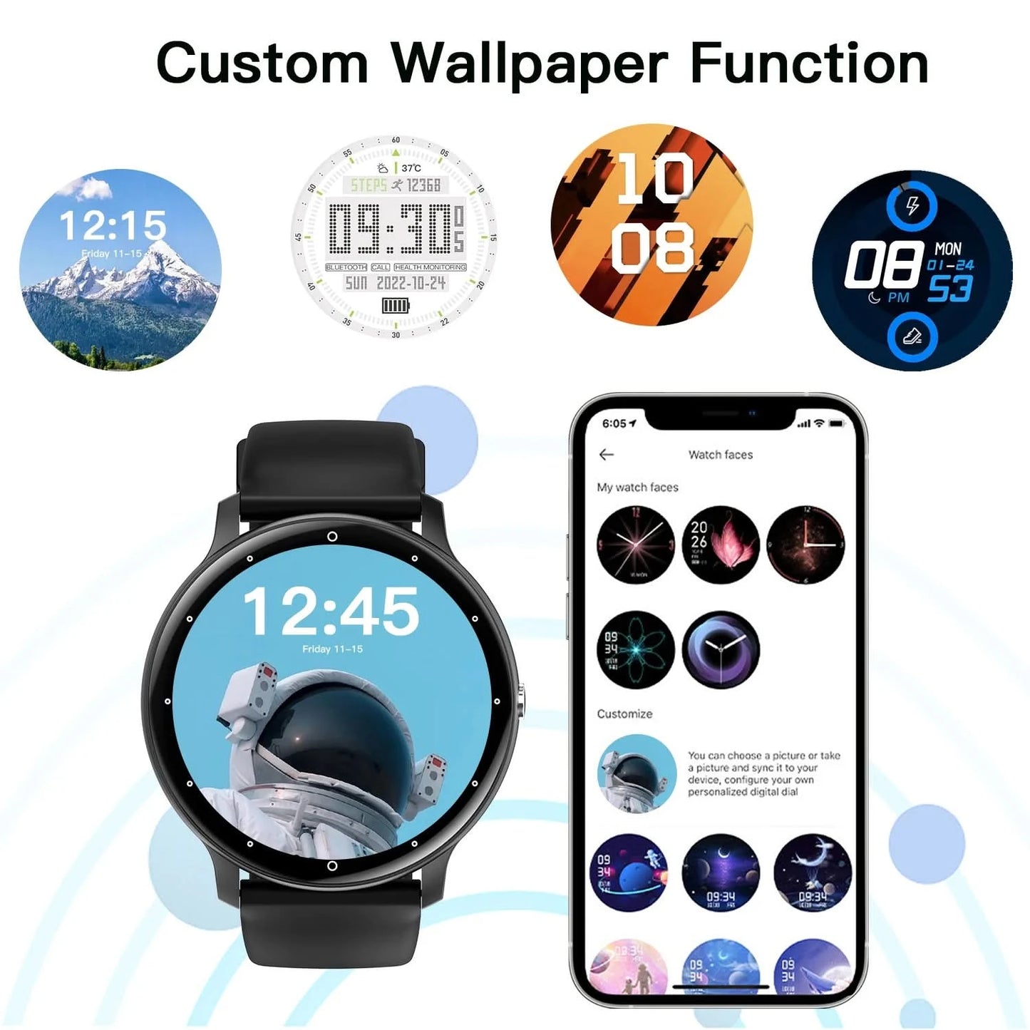 Smartwatch, Multi-sport Mode, Wireless Calling/dialing, Multiple APP Alerts, Sleep Monitoring, Compatible with IPhone/Andriod