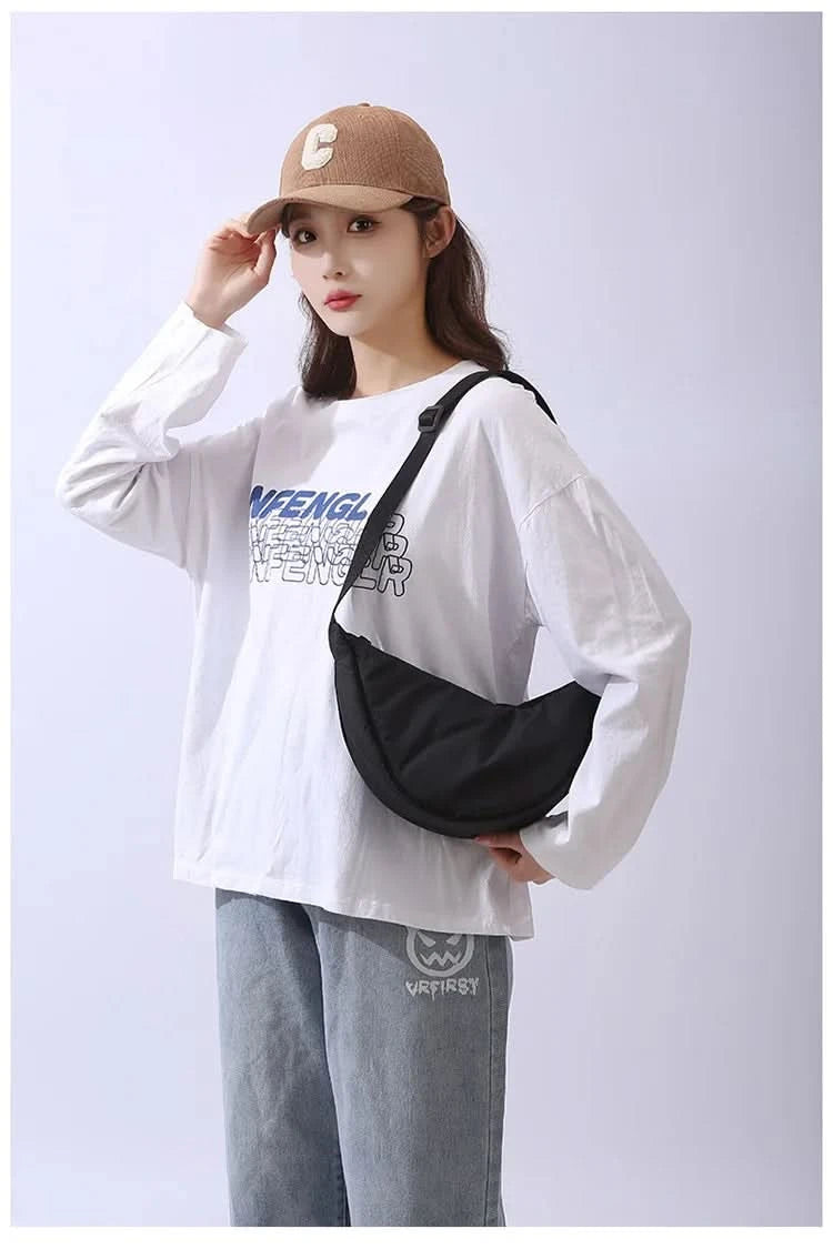 Simple Design Women's Messenger Bag Fashion Ladies Nylon Hobos Small Shoulder Bags Vintage Female Girls Purse Cloth Handbags - M & M Global