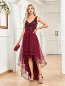 Elegant Women Sleeveless Sequins Floor Length Formal Evening Dresses Luxury V-neck Wedding Party Cocktail Gowns